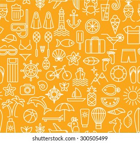 Summer seamless pattern. Linear style. Vector illustration.