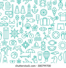 Summer seamless pattern. Linear style. Vector illustration.