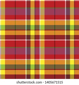 Summer seamless pattern madras check fabric texture. Vector illustration.