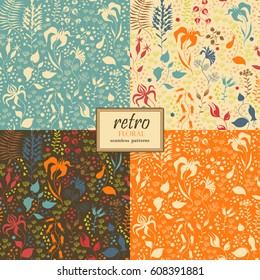 Summer seamless pattern of meadow flowers