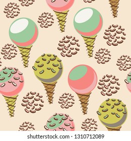 Summer seamless pattern with multicolored ice cream.