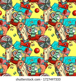 summer seamless pattern on the beach. Vector illustration