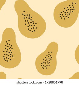 patrón de verano sin fisuras con papaya. diseño de tela, papel envolvente, postales. simple dibujo de frutas. exótico. frutos de tailandia, vietnam, india, indonesia
