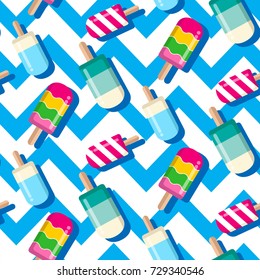 summer seamless pattern, popsicle seamless pattern