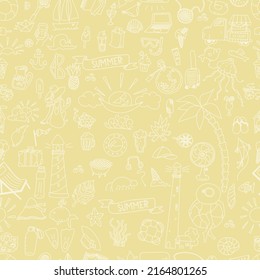 Summer seamless pattern. Print for textile, wallpaper, covers, surface. For fashion fabric. Retro stylization.