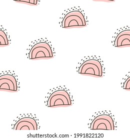 summer  Seamless pattern with rainbows. flat simple vector. hand drawing. design for fabric, textile, wrapper, print