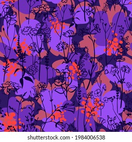 Summer seamless pattern in rustic vintage style.