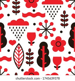 Summer seamless pattern in scandinavian style. Can be used in textile industry, paper, background, scrapbooking.