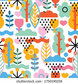 Sommernahtloses Muster im skandinavischen Stil. Kann in der Textilindustrie, Papier, Hintergrund, Scrapbooking verwendet werden.