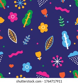 Summer seamless pattern in scandinavian style. Can be used in textile industry, paper, background, scrapbooking.