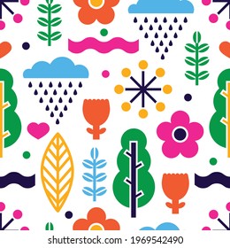 Summer seamless pattern in scandinavian style. Can be used in textile industry, paper, background, scrapbooking.