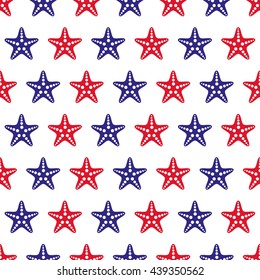 Summer seamless pattern with starfishes