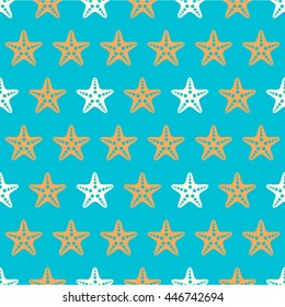 Summer seamless pattern with starfishes