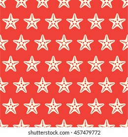 Summer seamless pattern with starfishes