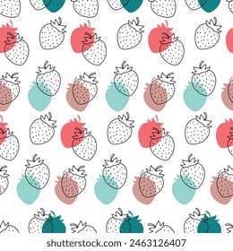 Summer seamless pattern with strawberries. Vector policy