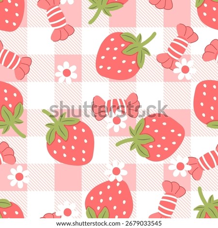 Summer seamless pattern with strawberry cute cartoon