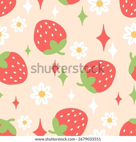 Summer seamless pattern with strawberry cute cartoon