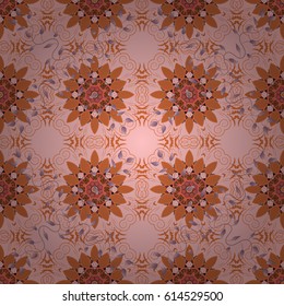 Summer seamless pattern with stylized flowers. Vector ornate zentangle seamless texture, pattern with abstract floral mandalas on colorful background. Can be used for wallpaper, web page.