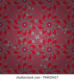 Summer seamless pattern with stylized flowers. Vector ornate zentangle seamless texture, pattern with abstract floral mandalas on brown, pink and gray colors. Can be used for wallpaper, web page.