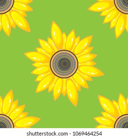 Summer seamless pattern with sunflower. EPS 10.