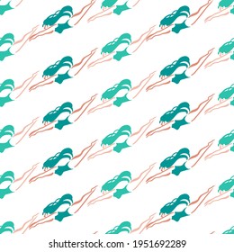 Summer Seamless Pattern with Swimming Girls Vector Graphic Art can be use for background and apparel design