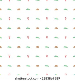 Patrón veraniego sin costuras. antecedentes de viaje. Juego de íconos de vacaciones de viaje, viaje y viaje de fondo. Iconos de viaje de verano Doodle. Patrón vectorial de vacaciones con iconos de verano