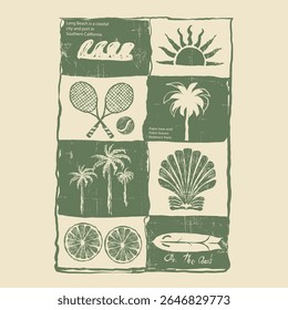 Summer seamless pattern, tropical background. beach life elements Vector illustration, print design, print , exotic wallpaper, textile, fabric