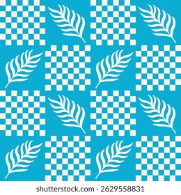 Summer  seamless pattern tropical checkered leaves modern vector summer travel geometric print for wallpaper, textile design , repeat background .