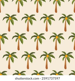 Summer seamless pattern with tropical design. Palm tree background. Vector illustration