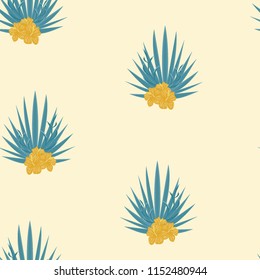Summer seamless pattern with tropical flowers and leaves.