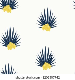 Summer seamless pattern with tropical flowers and leaves.