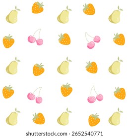 Summer seamless pattern with tropical fruits background. Vector illustration for your design.