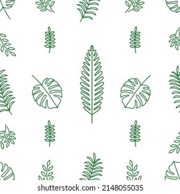 Summer seamless pattern with tropical leaves for textile, fabric manufacturing, wallpaper, covers, surface, print, gift wrap, scrapbooking. Vector.