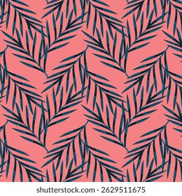 Summer  seamless pattern tropical leaves modern vector  geometric print for wallpaper, textile design , repeat background .