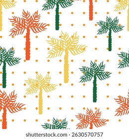 Verão padrão sem costura palmeira tropical com bolinha ponto moderno vetor verão geométrica impressão para papel de parede, design têxtil, repetir fundo .