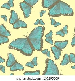 Summer seamless pattern with turquoise butterflies