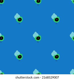 Summer seamless pattern with underwater life. Sea whimsical print design with funny sea shell.
