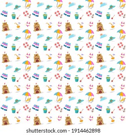 Summer seamless pattern. Vector illustration with Summer.