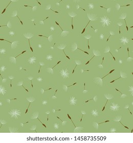 Summer seamless pattern with white dandelions. hand drawing. For textiles, packaging, fabric, wallpaper.Elegant vintage background