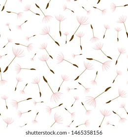 Summer seamless pattern with white dandelions. hand drawing. For textiles, packaging, fabric, wallpaper.Elegant vintage background