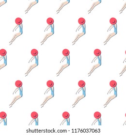 Summer seamless pattern of women and girls in swimsuits on white background. Vector illustration.