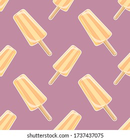 Summer seamless pattern with yellow ice cream. Baby cartoon background. Good print for fabric or wallpaper.