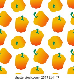Summer seamless pattern with yellow sweet pepper. Vegetables isolated. Repeating print