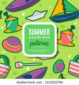 SUMMER seamless patterns : Summer Beach Agenda Color
Outline