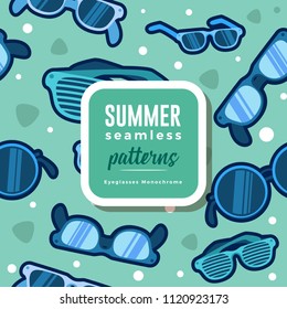 SUMMER seamless patterns : Eyeglasses Monochrome