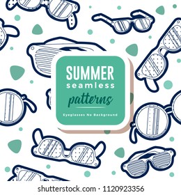SUMMER seamless patterns : Eyeglasses No Background