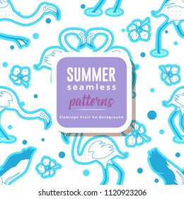SUMMER seamless patterns :  Flamingo No Background