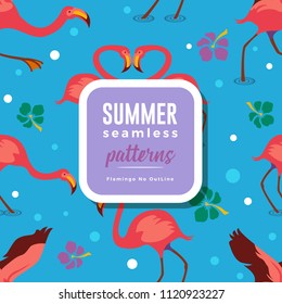 SUMMER seamless patterns : Flamingo No Outline