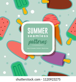 SUMMER seamless patterns : Ice Cream No Outline