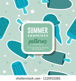 SUMMER seamless patterns : Ice Cream White Outline
Monochrome